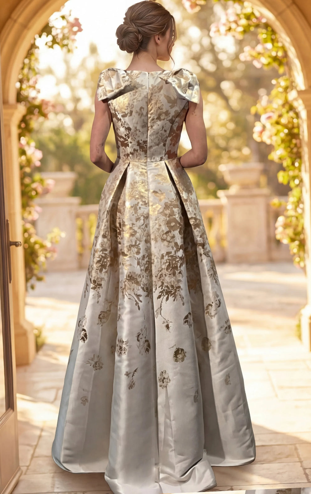 Jovani 47491 Brocade Cap Sleeve A Line Gown - FOSTANI.com