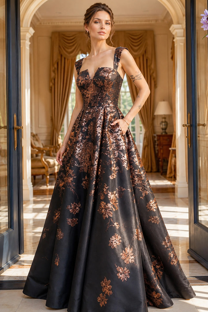 Jovani 47590 Floral Brocade Strapless Ball Gown - FOSTANI.com