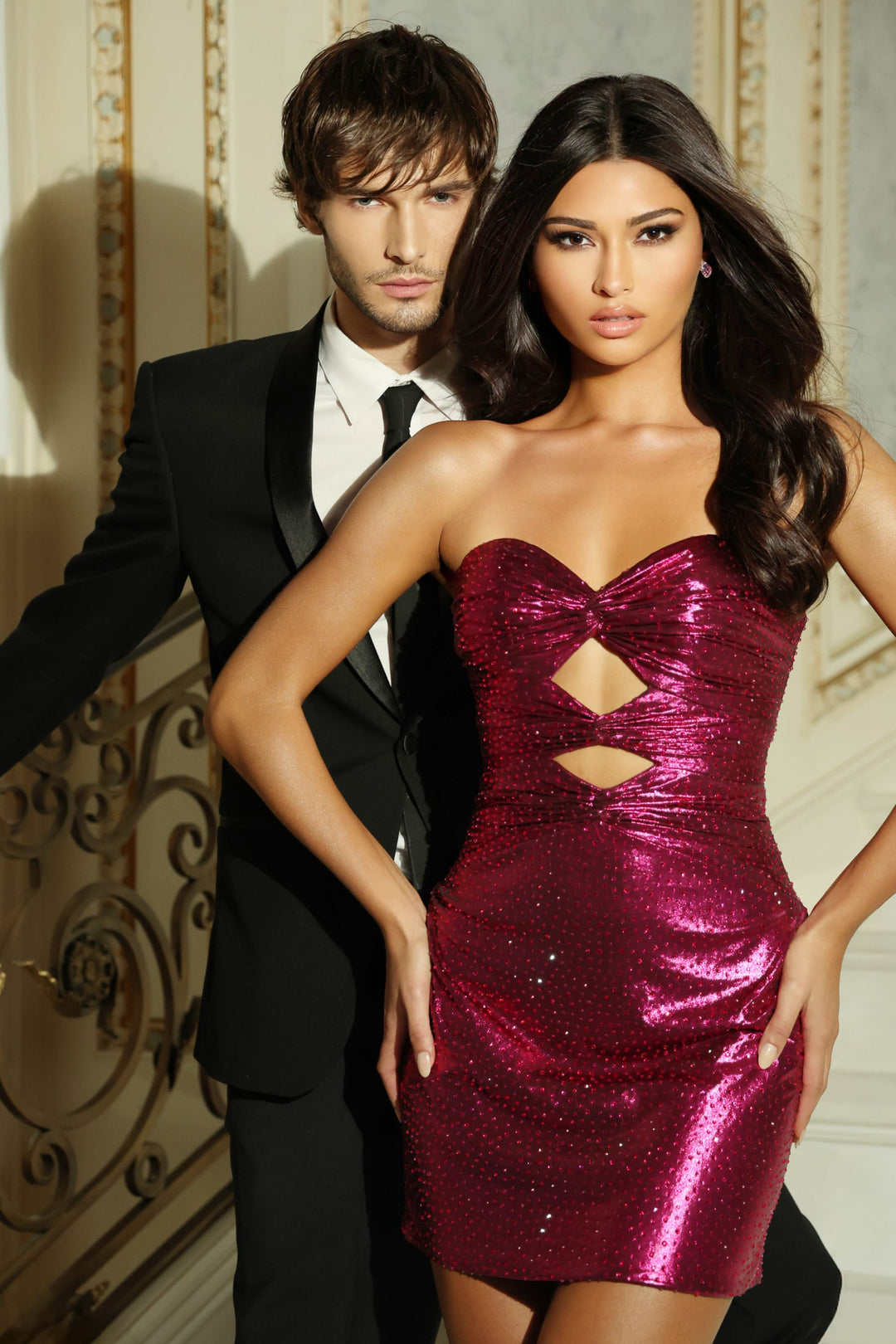 Jovani 47747 ruched sweetheart mini dress