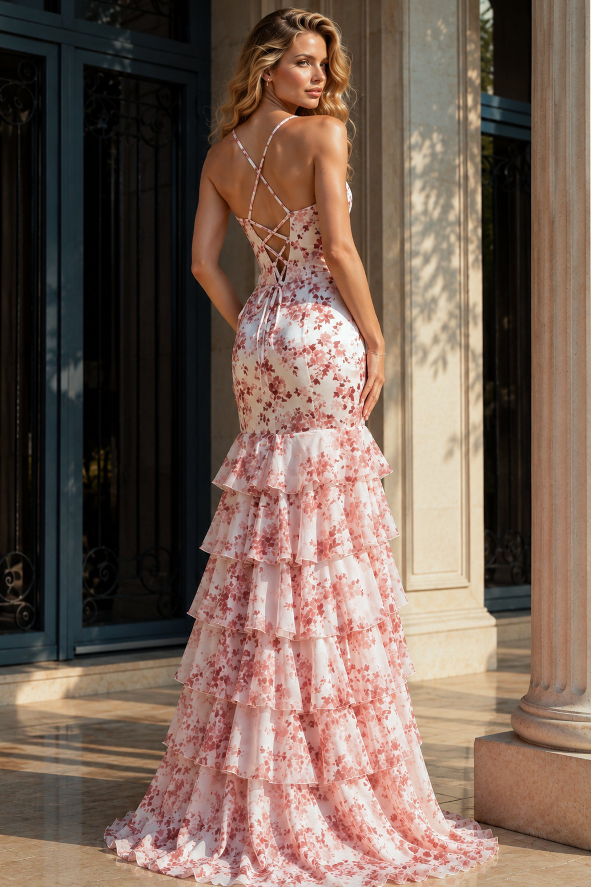 jovani floral mermaid dress Off Shoulder Floral Mermaid Gown 49635
