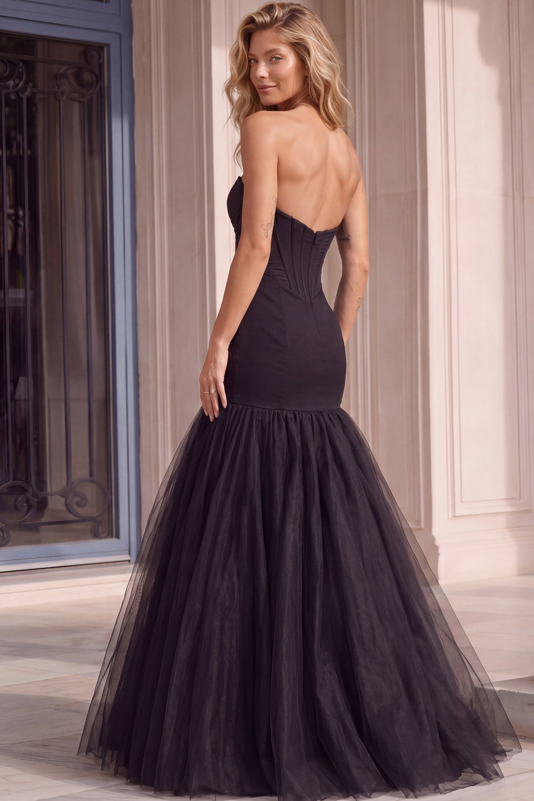 Jovani 48974 Strapless Sleeveless Structured Corset Evening Dress