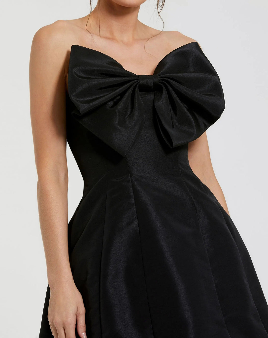 Mac Duggal 49210 Black Strapless Oversized Bow Fit & Flare Mini Dress