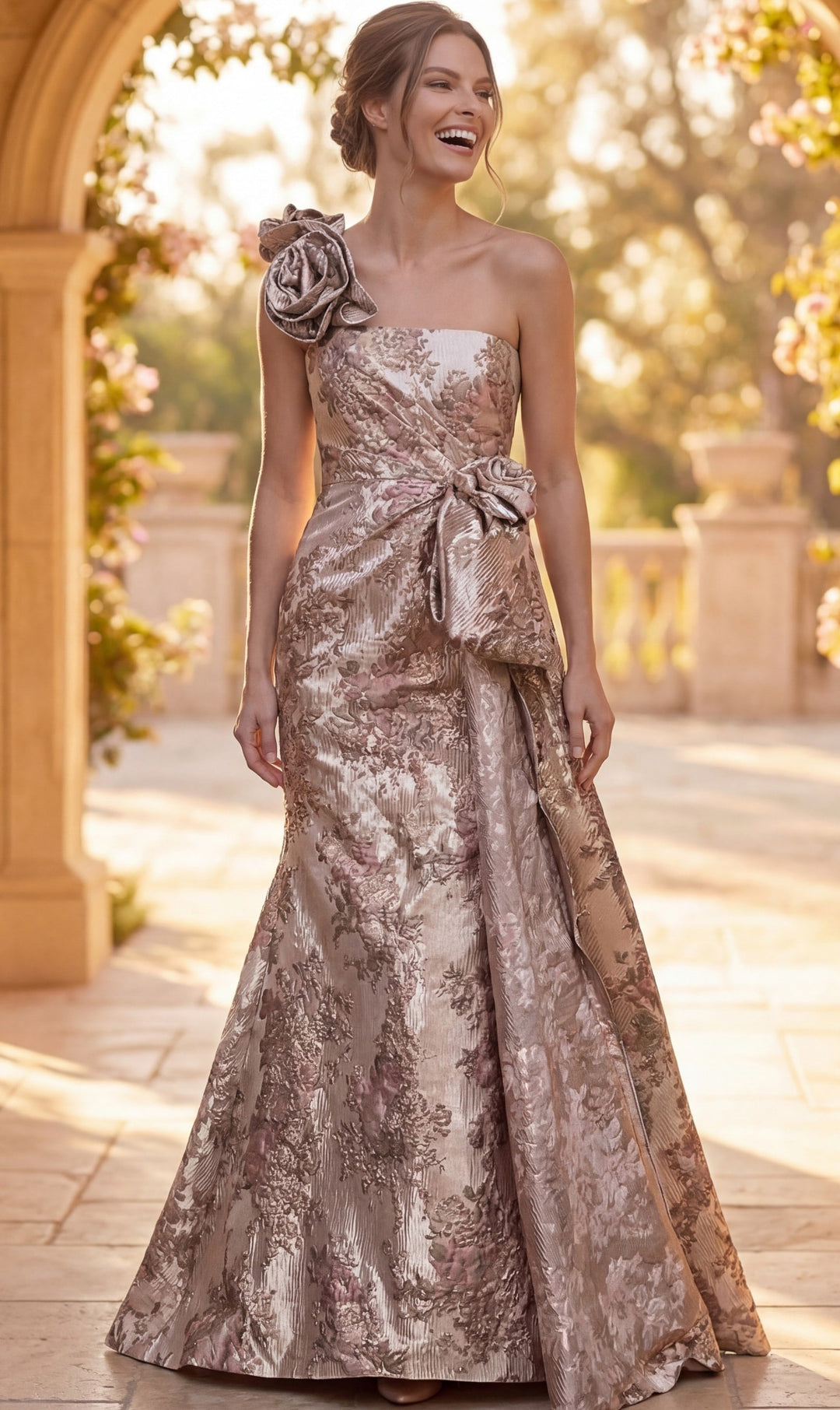 Jovani 49623 shoulder rosette detail