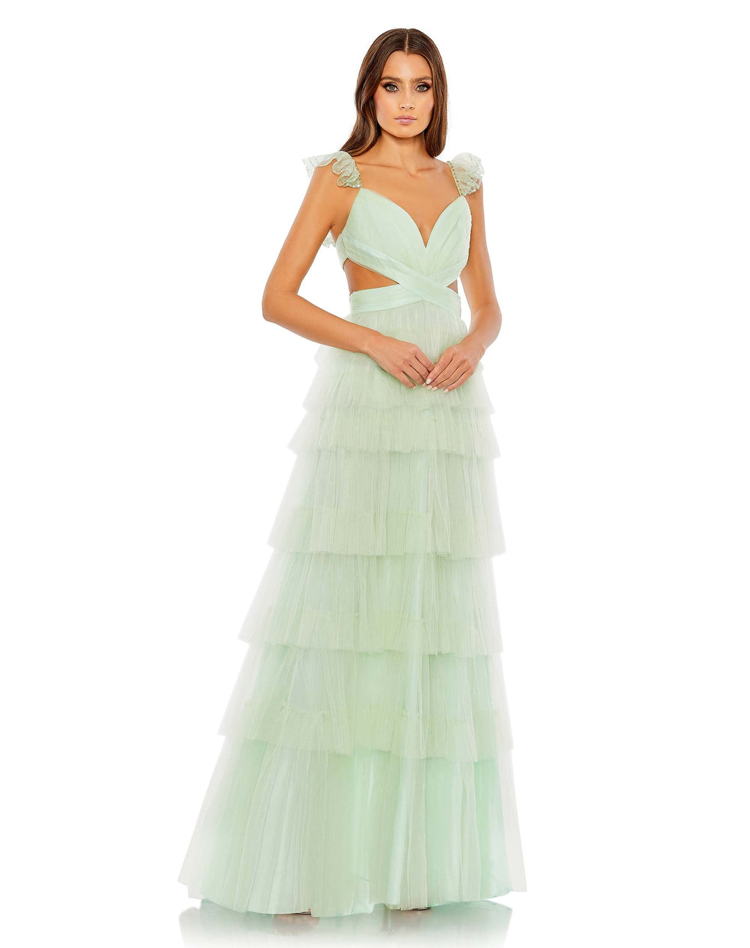 Mac Duggal Women's Tiered Cut-Out Gown - Mint - Size 10 Mac Duggal Women's Tiered Cut-Out Gown - Mint - Size 10