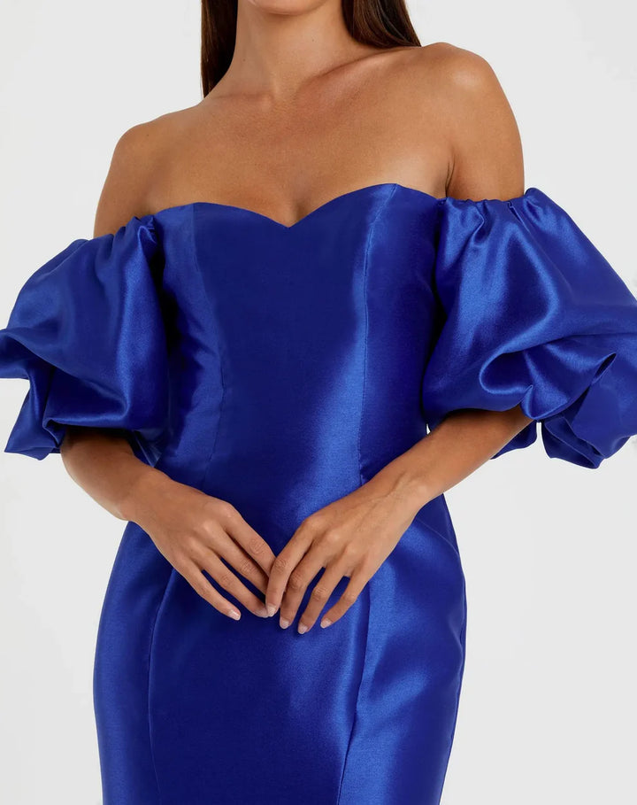 mac duggal royal blue dress Mac Duggal Women's Flower Halter Neck Crepe Column Gown - Blue - Size 6