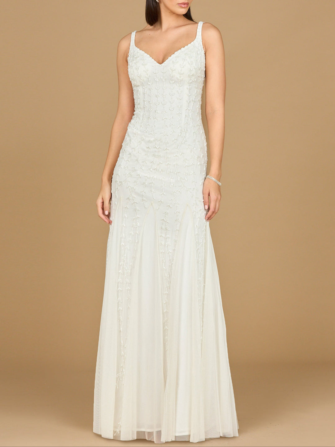 Lara 51217 -Beaded Bridal Gown with Godets - FOSTANI.com