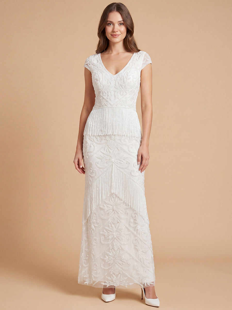 lara designs dresses 29892 Long Formal Beaded Fringe Prom Dress while the fitted bodice and trumpet skirt create a flattering silhouette Lara Design Dresses | FOSTANI