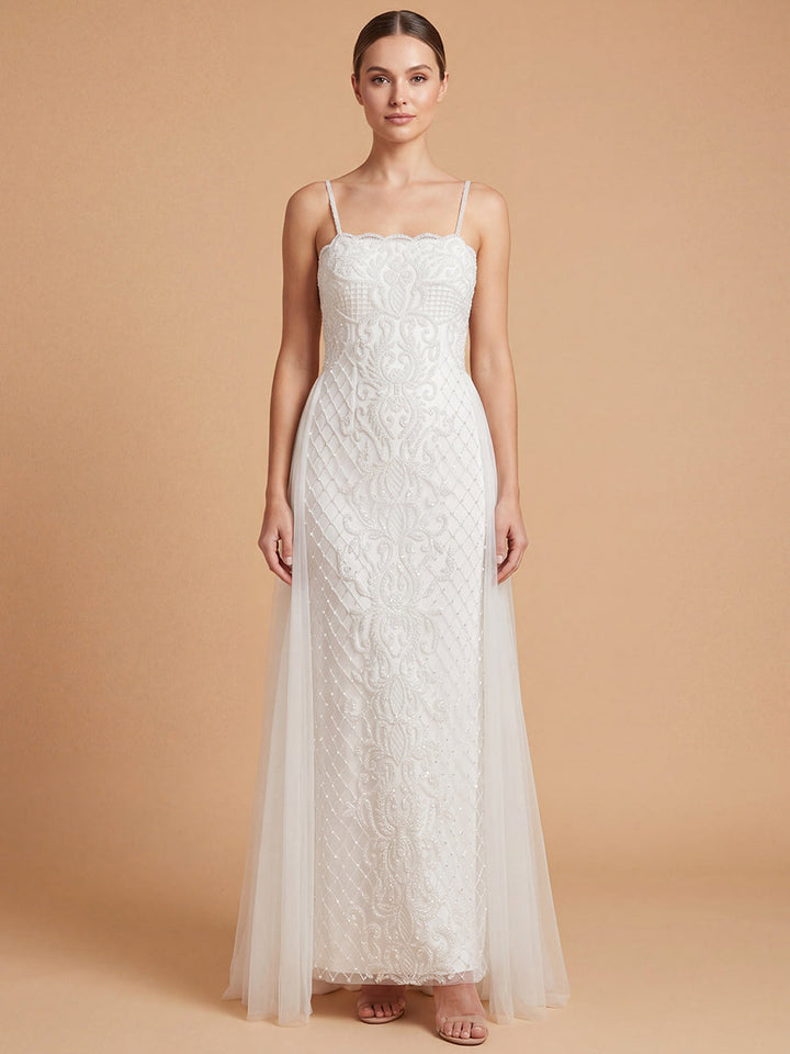 Lara 51224 Beaded Spaghetti Strap Sheath Gown