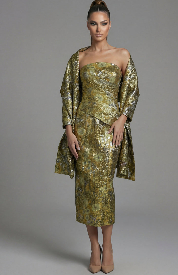 Jovani 51636 midi dress with wrap, angle