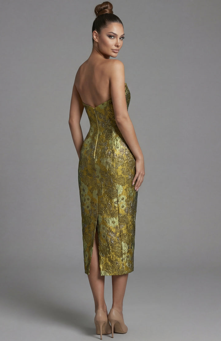 Jovani 51636 strapless midi dress, back