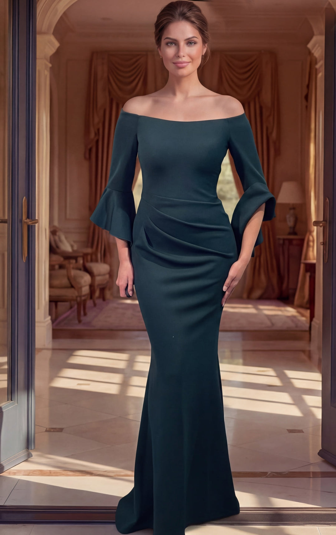 Jovani 51645 bell sleeve detail