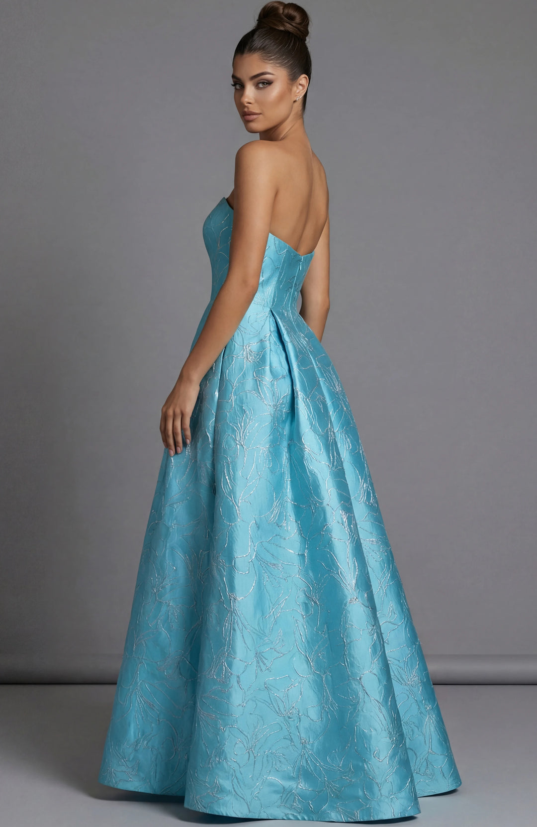 Jovani 51693 Strapless Brocade Corset Mini Dress With Full Skirt - FOSTANI.com