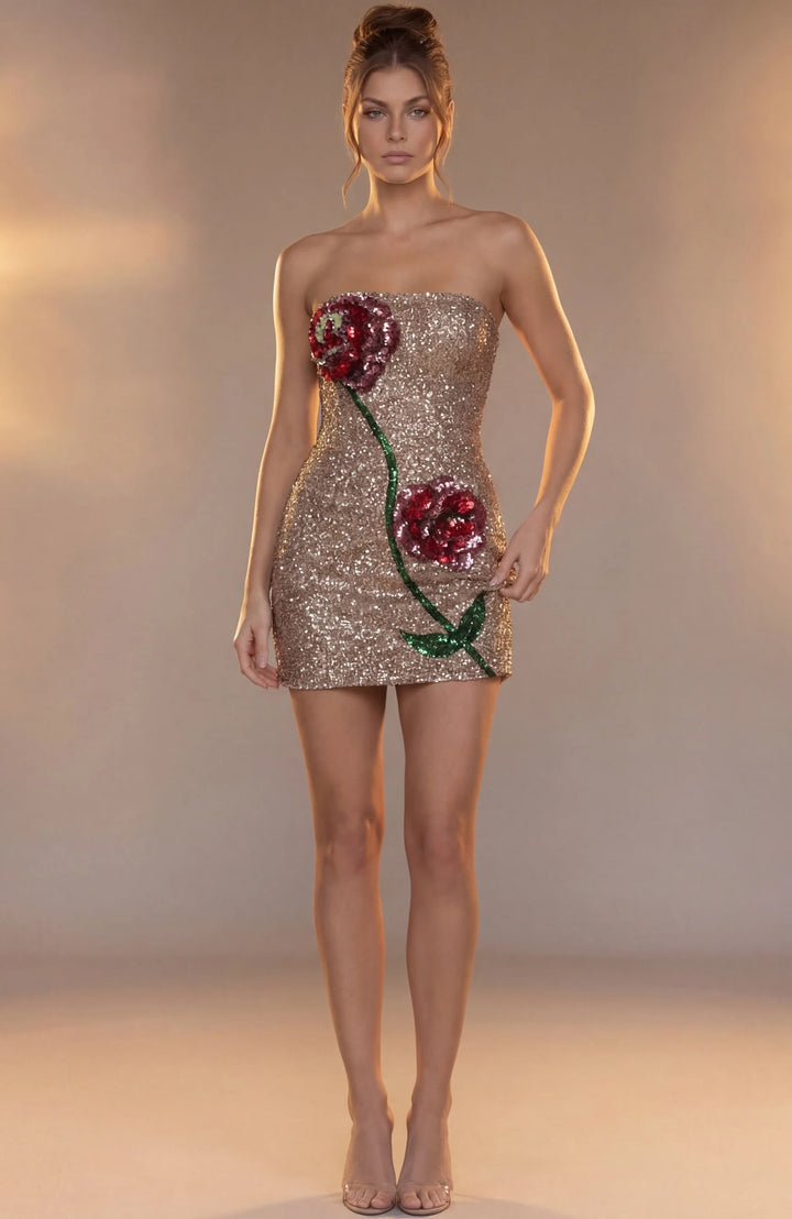 Jovani 51725 Sequin Strapless Mini Dress - FOSTANI.com