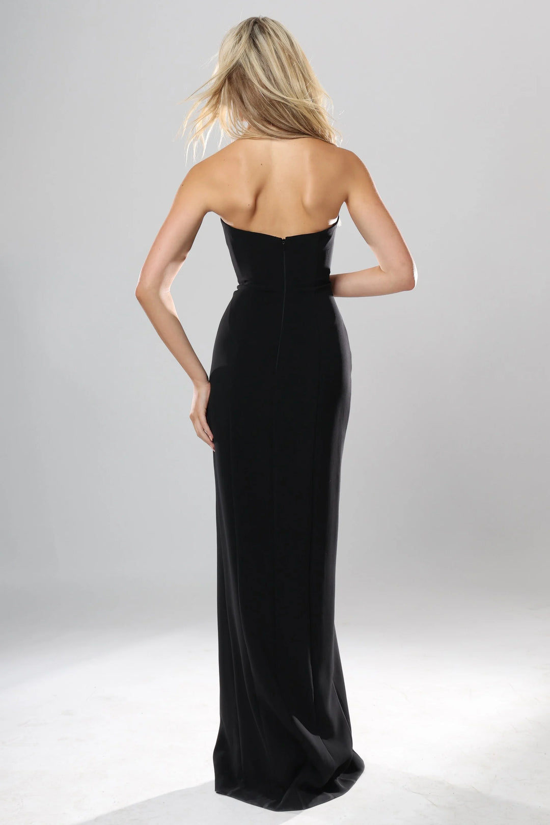 Jovani 53108 Strapless Rhinestone Rose High-Slit Gown