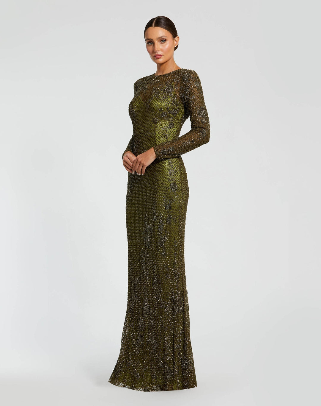 Mac Duggal 5504 Long Sleeve Beaded Evening Dress