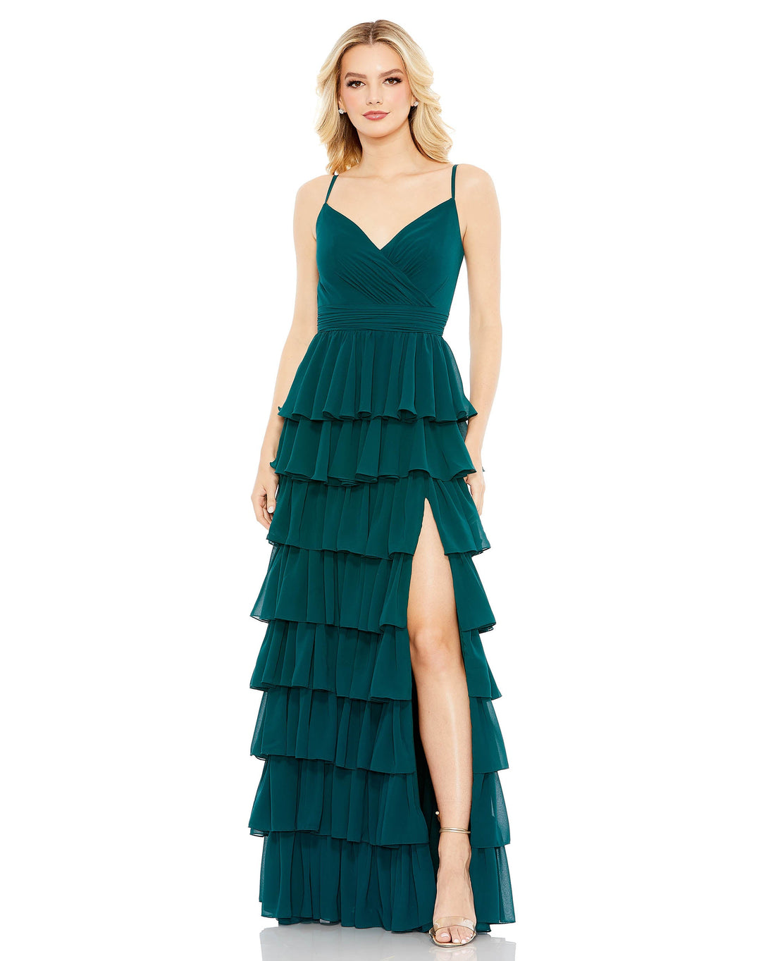 Sleeveless Tiered Ruffle Gown