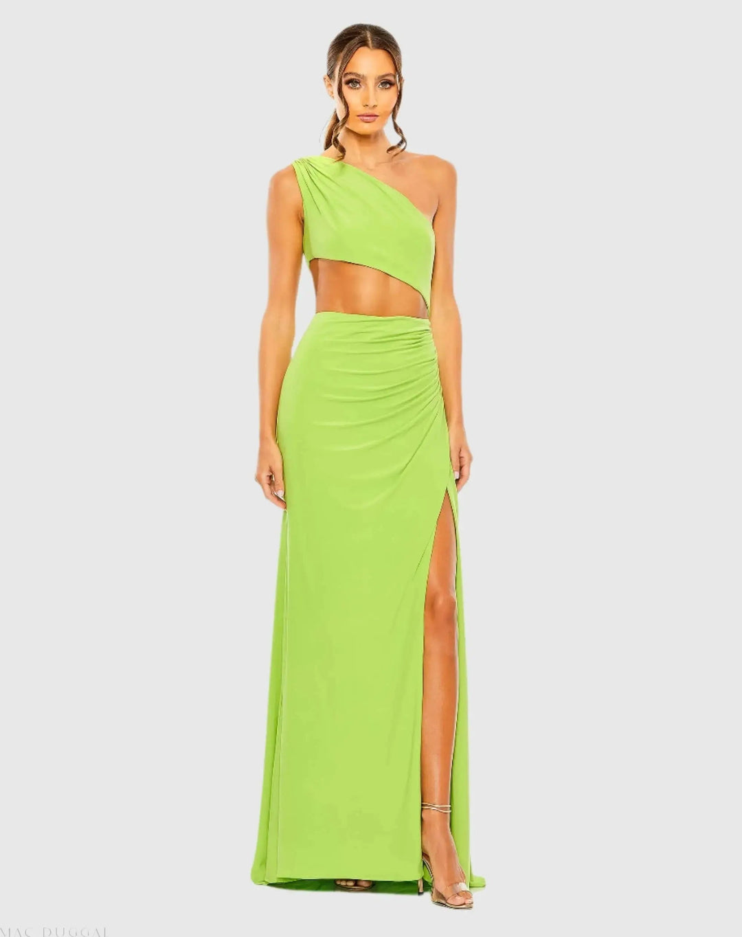Mac Duggal 55975 Cut Out One Shoulder Ruched Back Gown