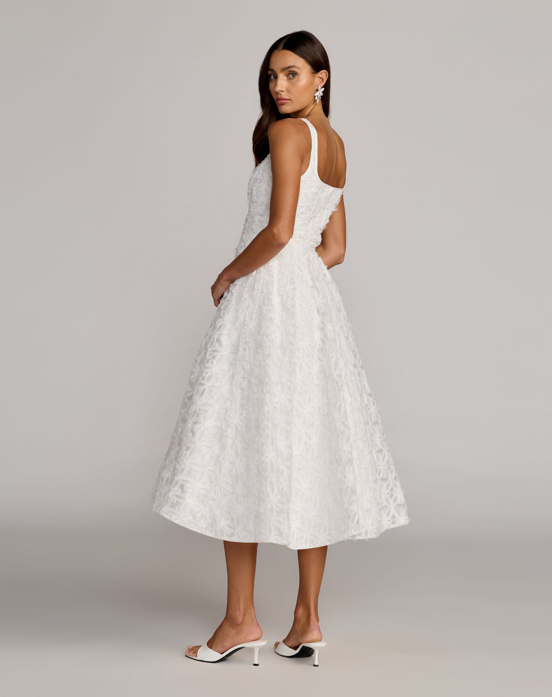 Mac Duggal 56418 Tulle Floral Midi Dress With Pockets