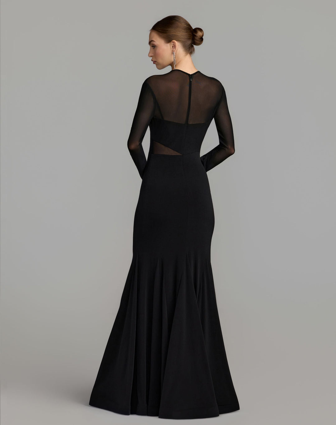 Mac Duggal 56536 Long Sleeve Sheer Detail Mermaid Jersey Gown