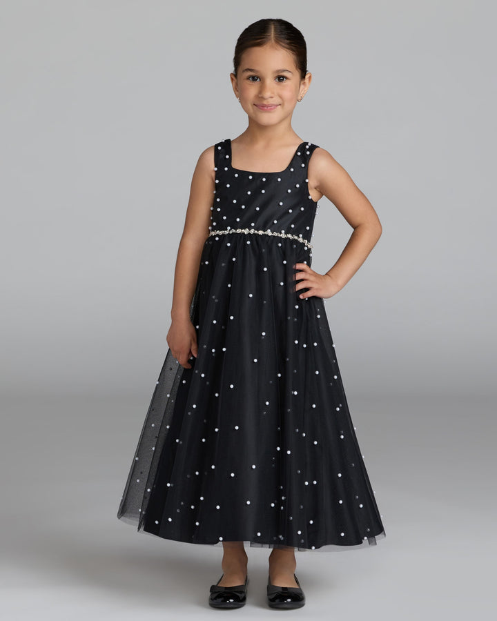 Mac Duggal 56542 Girls Pearl Tulle Maxi Dress