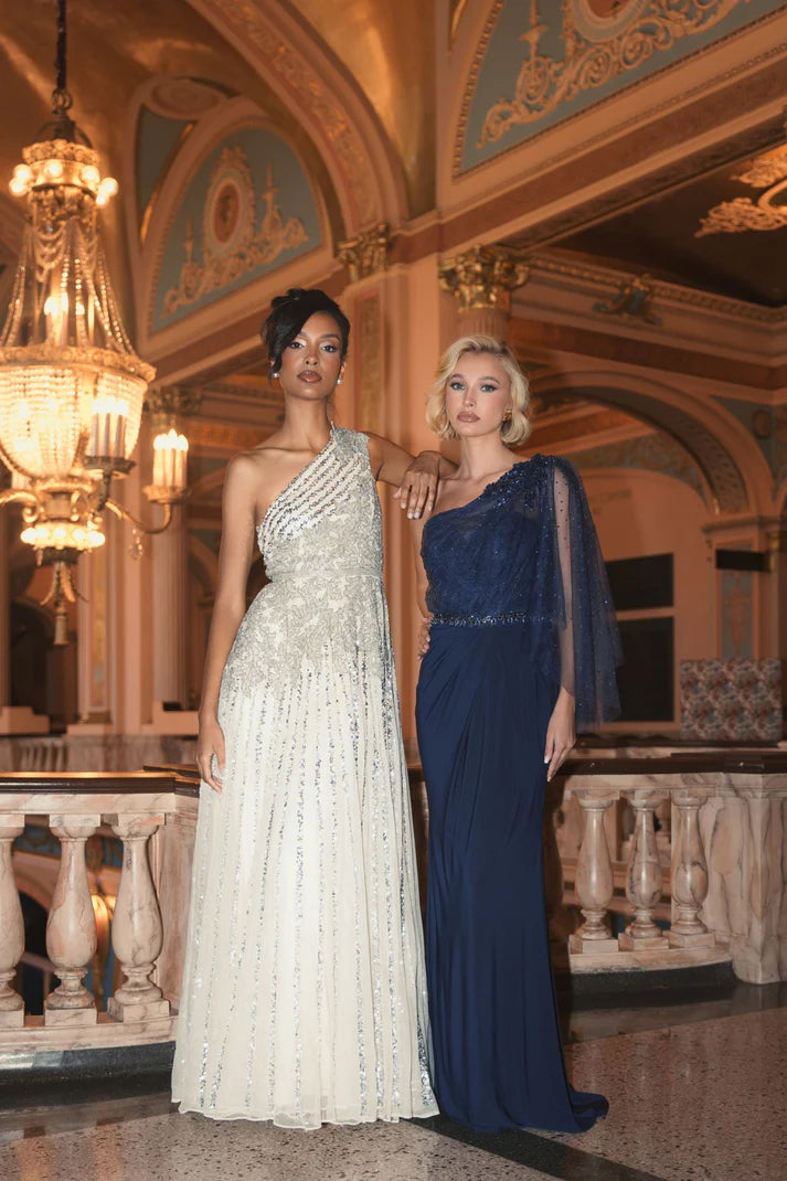 mac duggal wedding dresses and features an A Strapless Tea-Length Sequin Wedding Dress