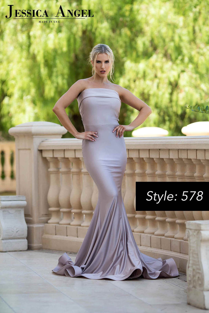 Jessica Angel 578 strapless mermaid gown front view