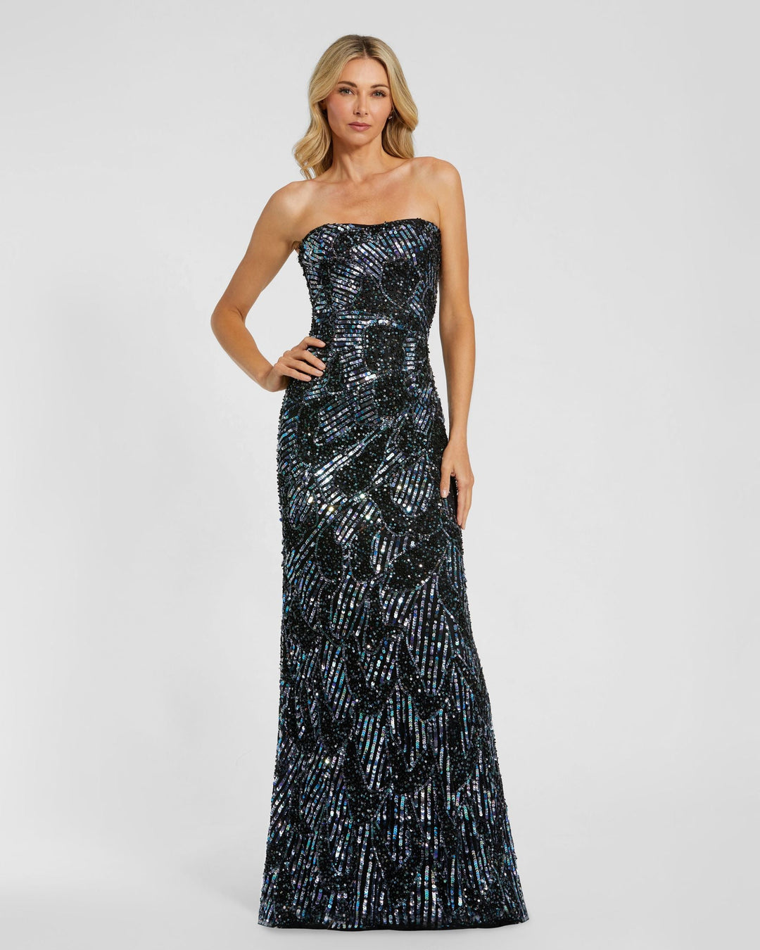 Mac Duggal 6046 Sequin Strapless Column Gown