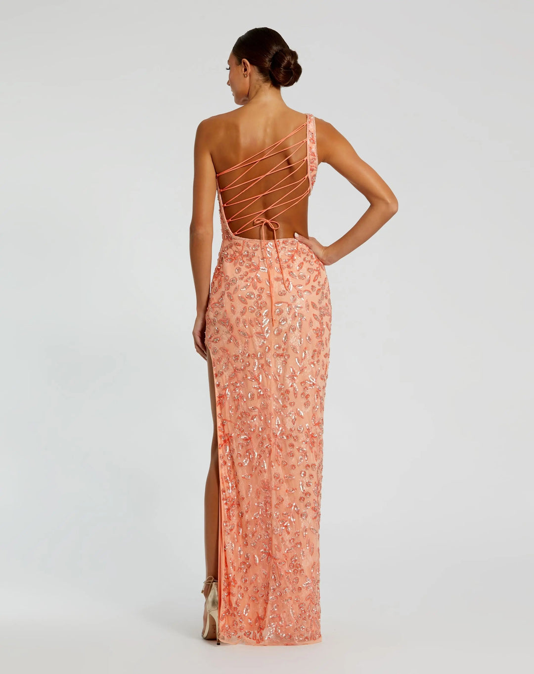 Mac Duggal 6084 One Shoulder Embellished Gown With Slit