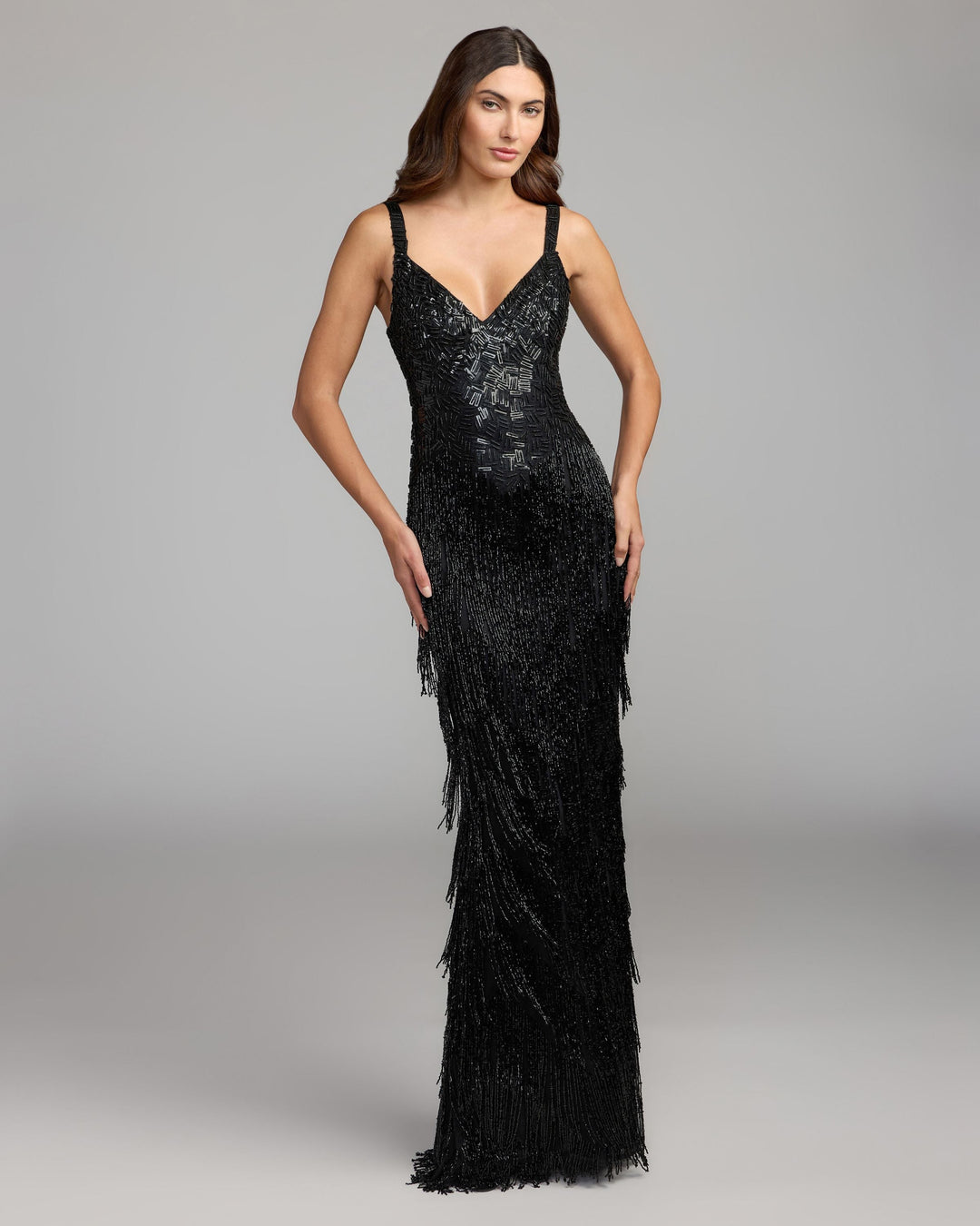 Mac Duggal 6283 Beaded Fringe Sleeveless Gown