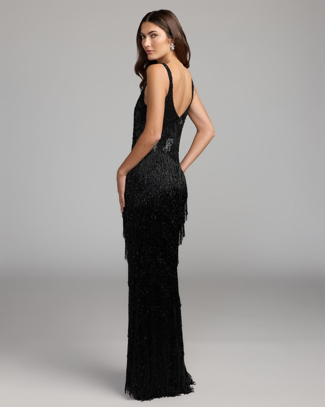 Mac Duggal 6283 Beaded Fringe Sleeveless Gown