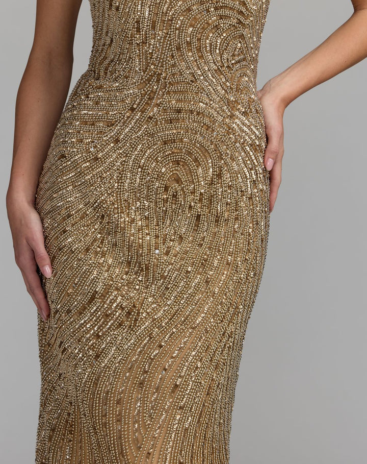 Mac Duggal 6292 Swirl Embellished Strapless Column Gown