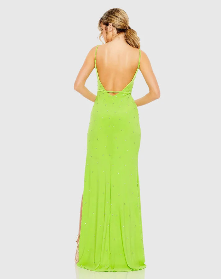 slim fit dress slacks Mac Duggal 49529 Satin Evening Dress with Flair – Mydressline main image 1