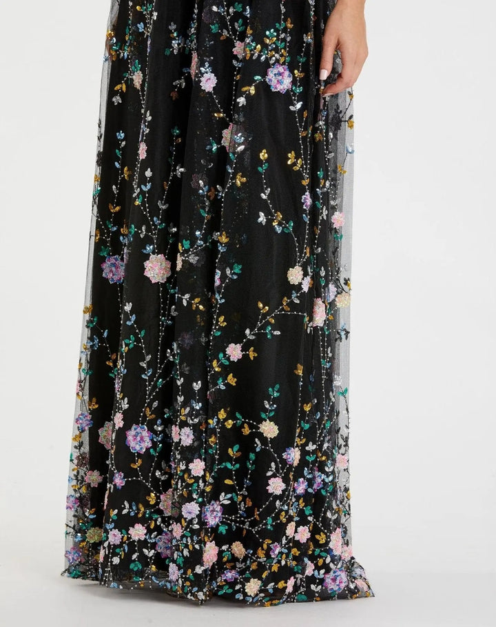 Mac Duggal 67889 Embroidered Butterfly Sleeve Empire Waist Dress