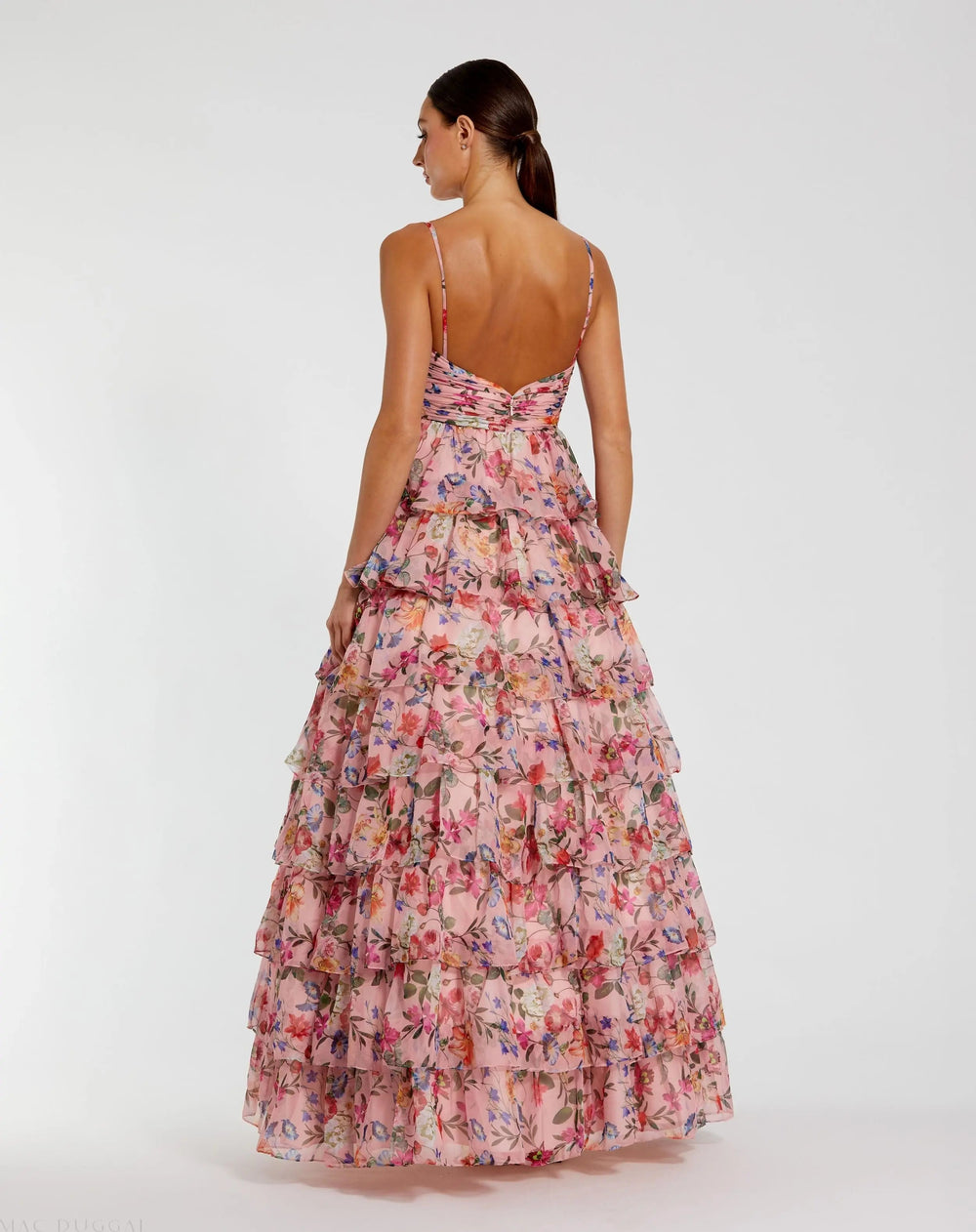 Mac Duggal 67966 Floral Cut Out Ruffle Tiered Gown