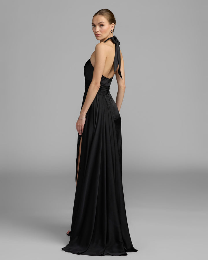 Mac Duggal 68446 Satin Halter Neck Cutout Gown