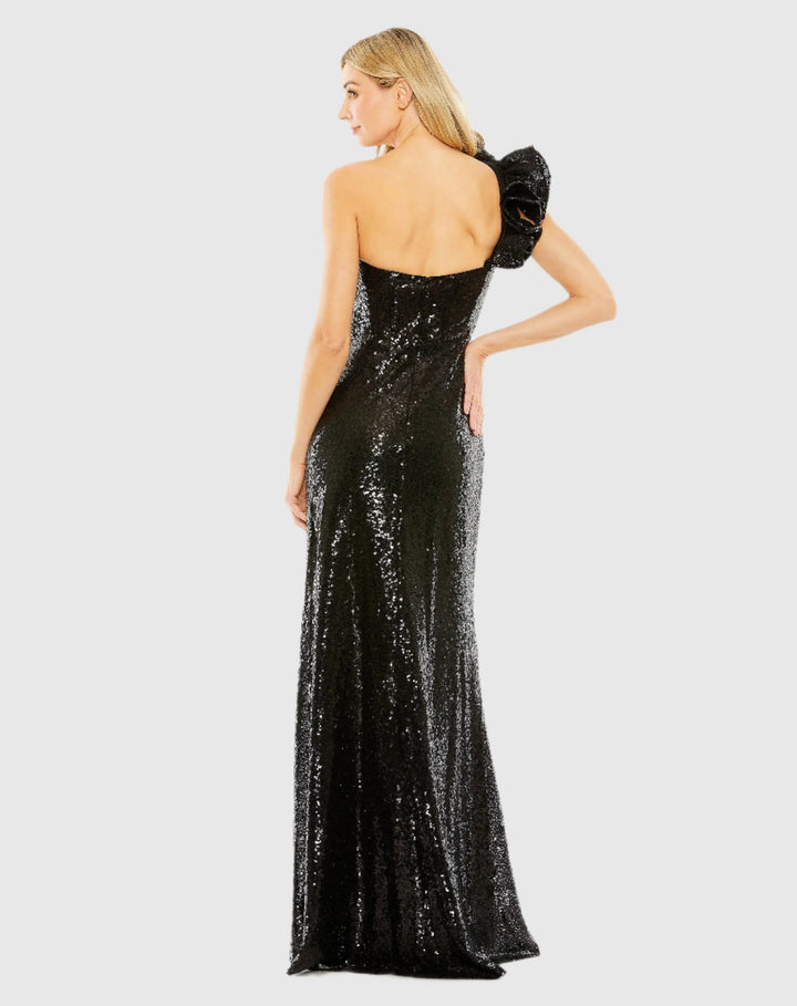 Mac Duggal 68513 Sequin Ruffled One Shoulder Gown