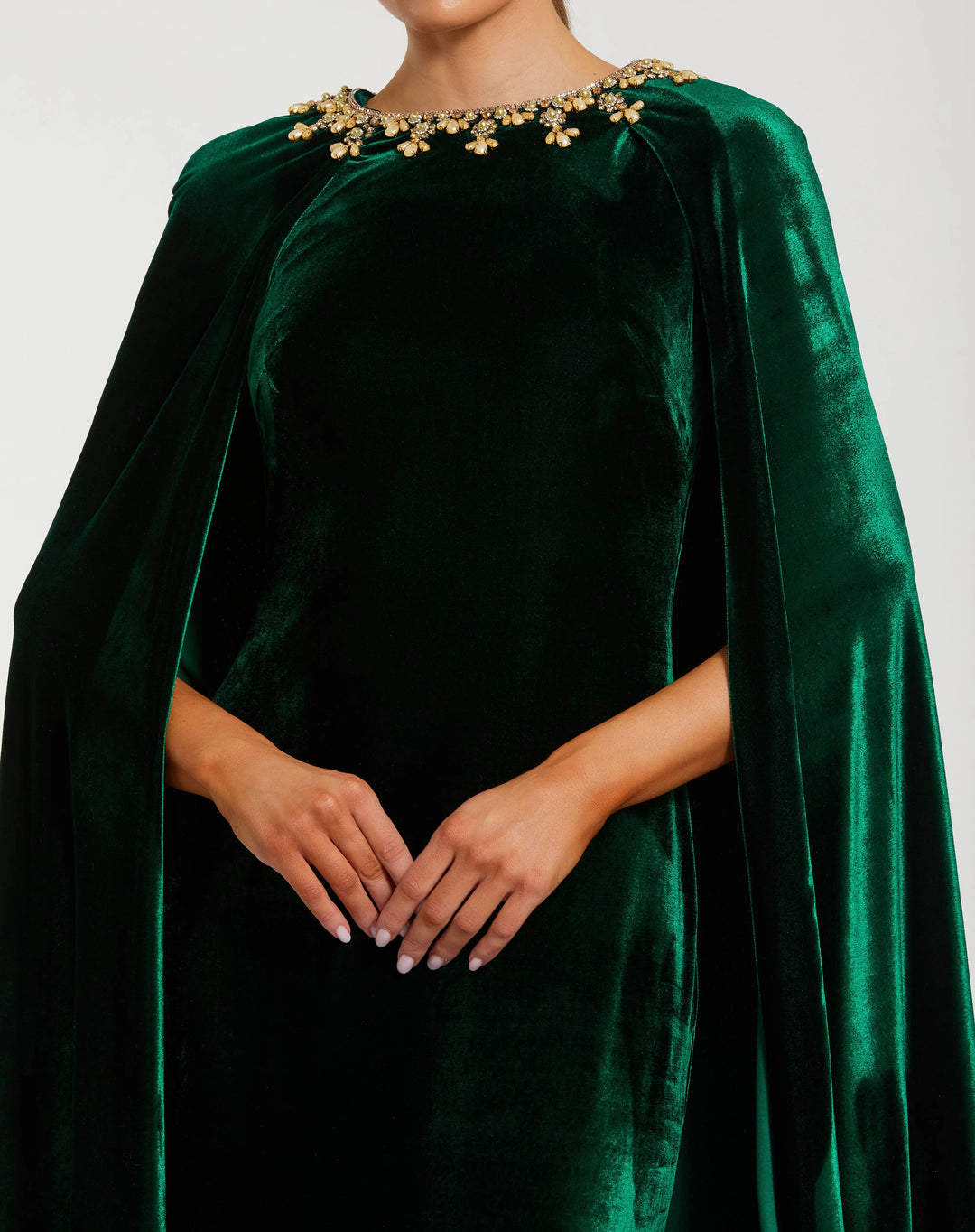Mac Duggal 68977 Cape Dress With Embellished Neckline | FOSTANI Mac Duggal 68977 Cape Dress With Embellished Neckline | FOSTANI