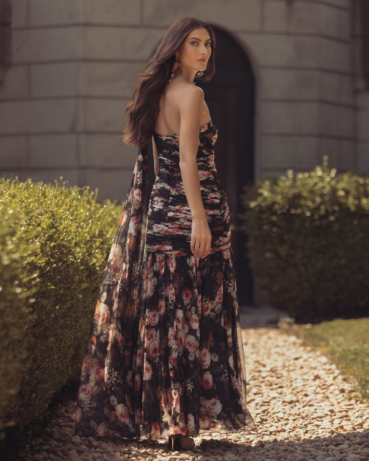 Mac Duggal 68993 One Shoulder Floral Printed Chiffon Gown