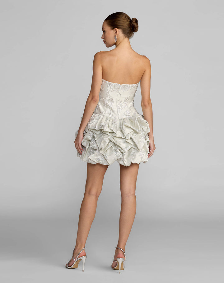 Mac Duggal 69145 Strapless Brocade Bubble Hem Mini Dress