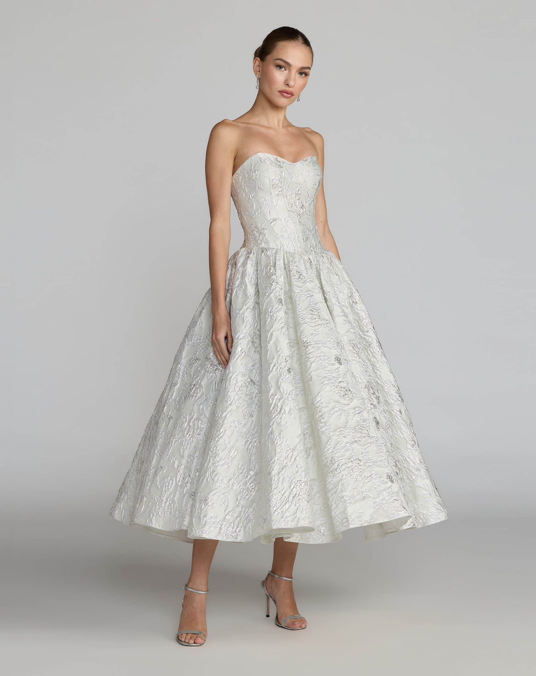 Mac Duggal 69146 Strapless Brocade Tea Length Dress