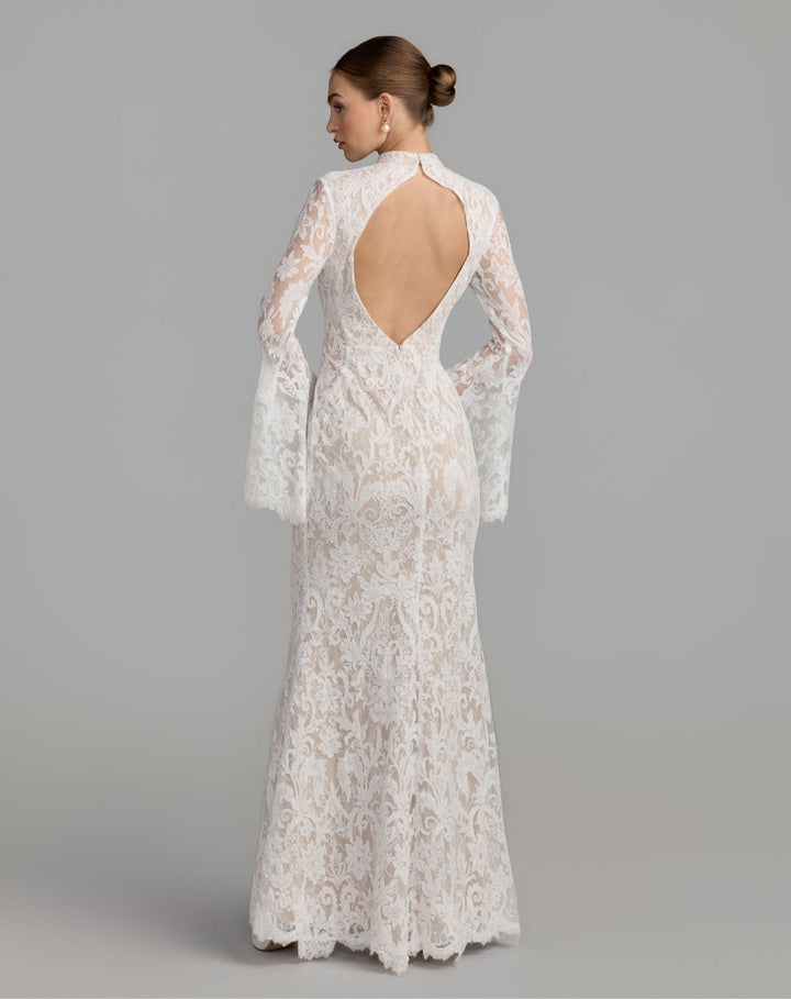 Mac Duggal 69425 Mock Neck Long Sleeve Lace Gown