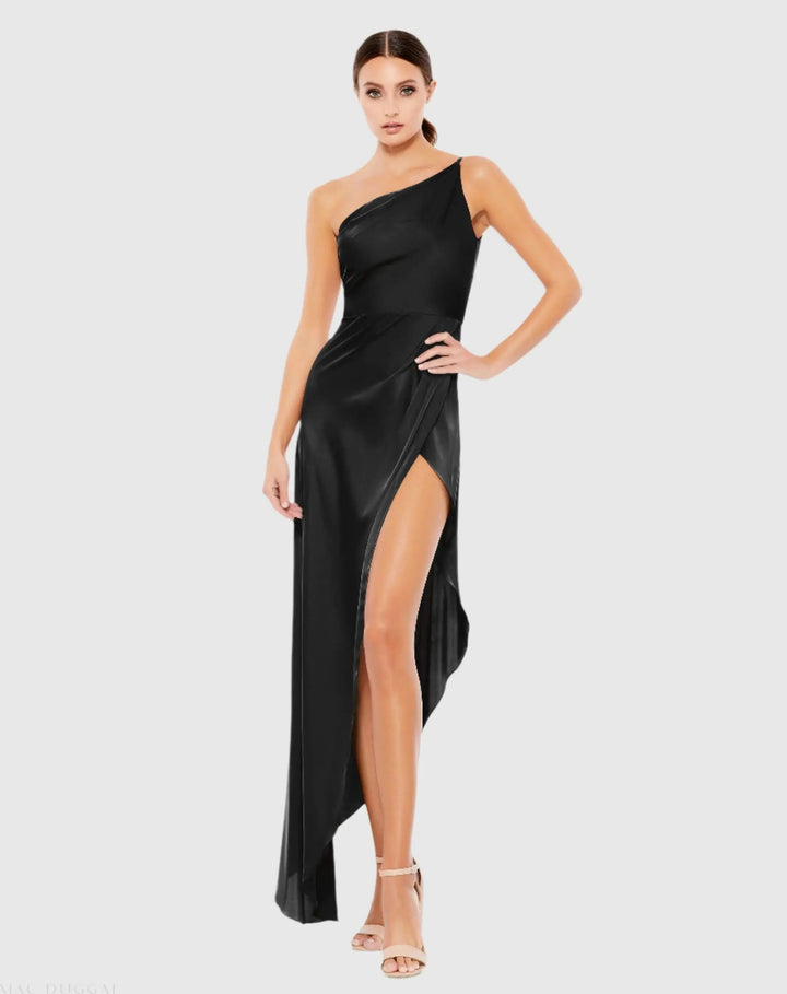 Mac Duggal 70177 One Shoulder Hi-Low Draped Charmeuse Dress