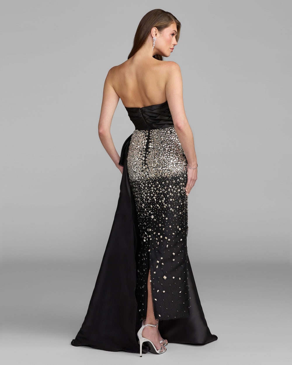 Mac Duggal 77105 Strapless Crystal Embellished Satin Dress With Bow