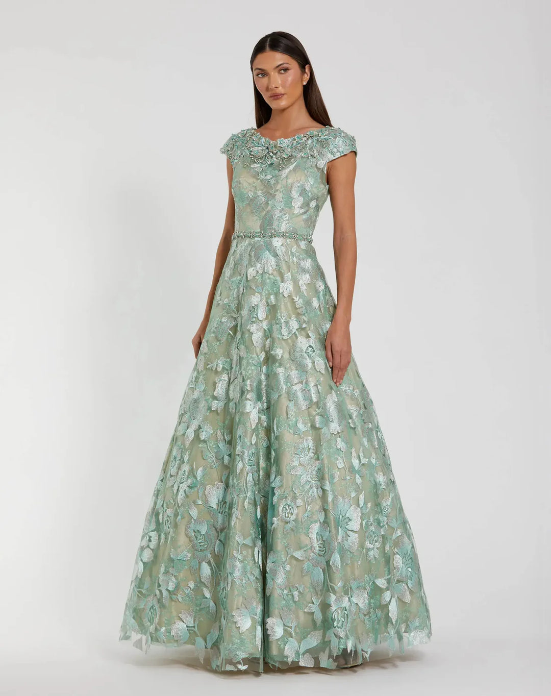Mac Duggal - Embellished Cap Sleeve High Neck Ballgown Mac Duggal - Embellished Cap Sleeve High Neck Ballgown