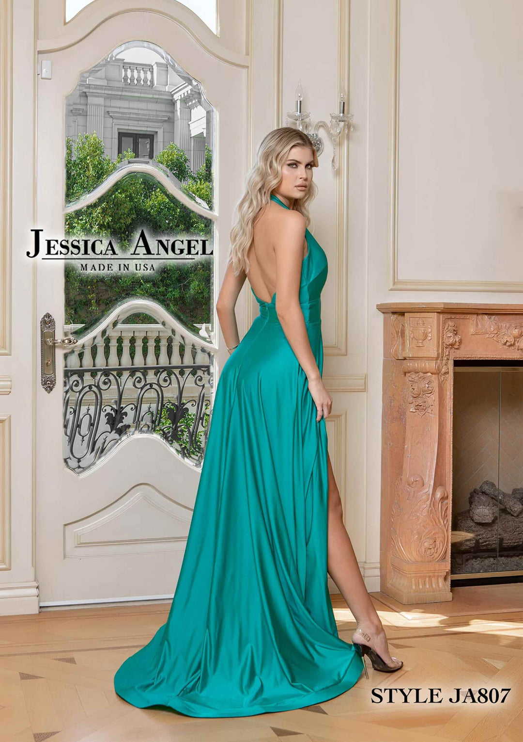 Jessica Angel 807 halter open back gown back view