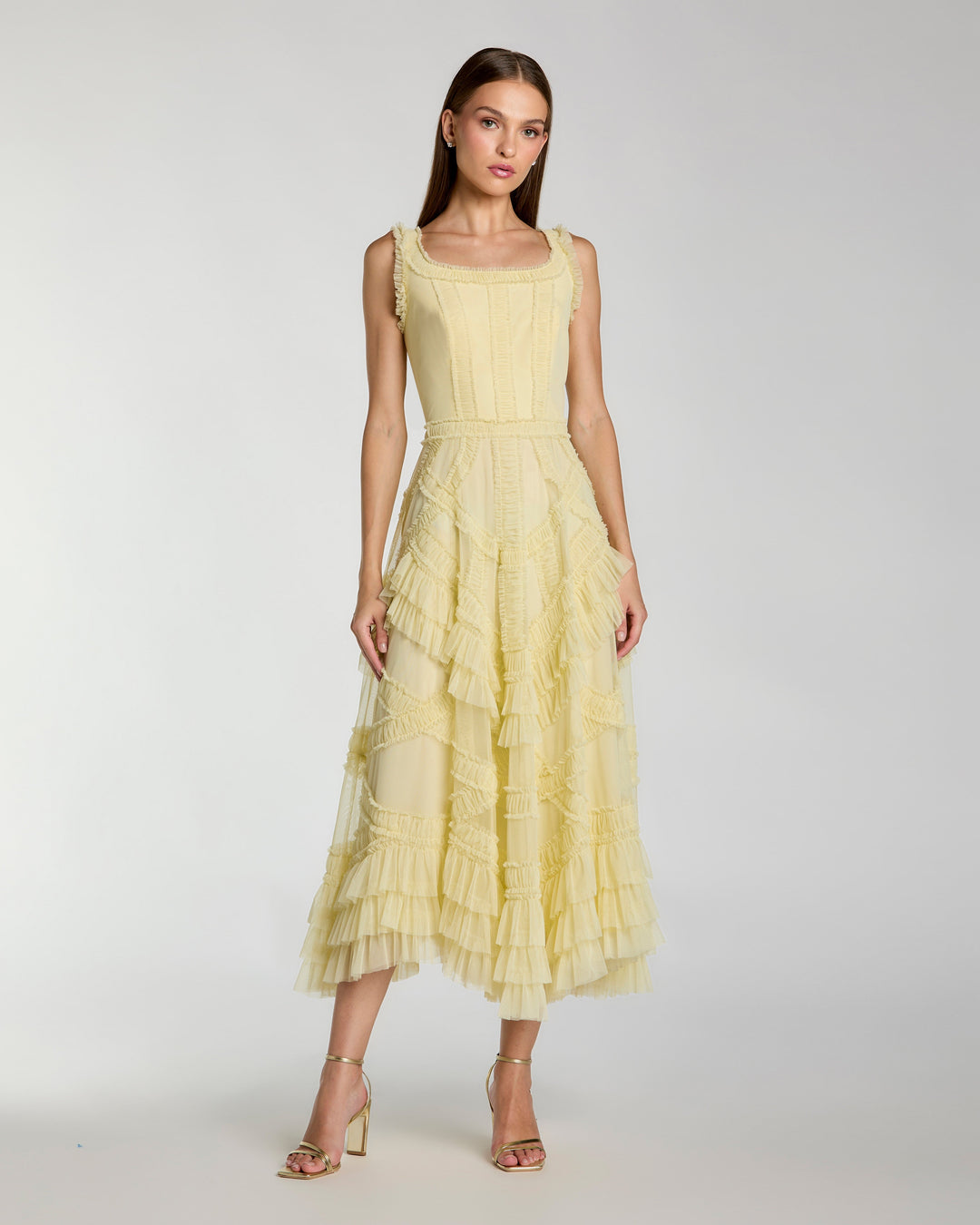 mac duggal gold ruffle dress Mac Duggal 49537