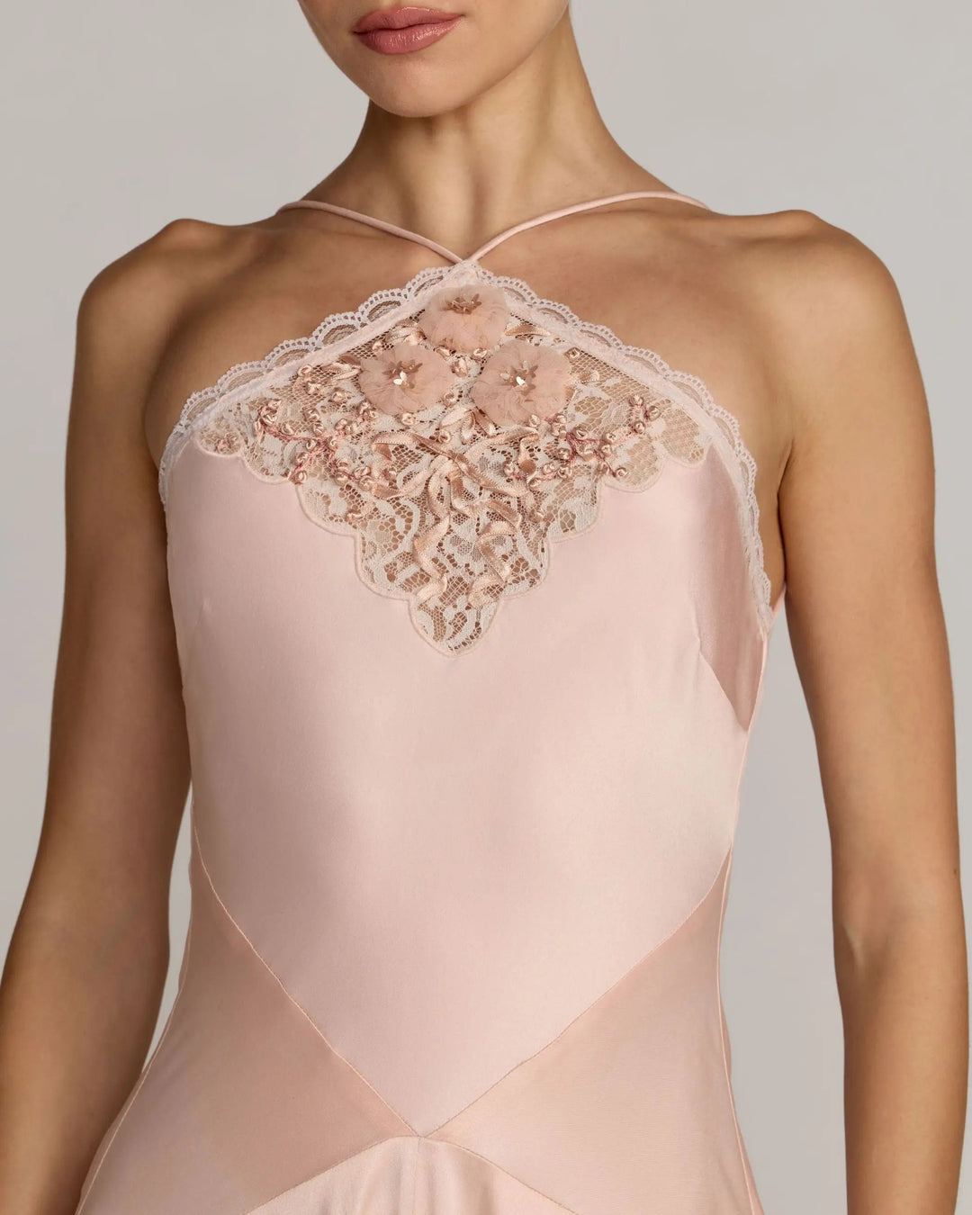 Light Pink Lace Trim Handkerchief Midi Dress - FOSTANI.com