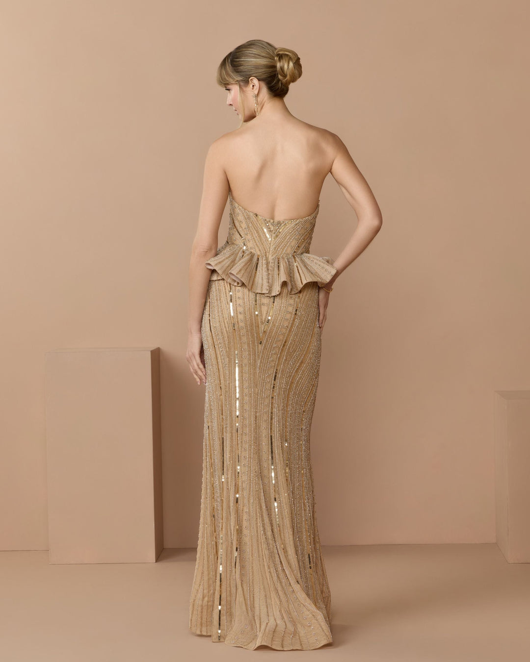 Mac Duggal 86018 Strapless Embellished Peplum Gown