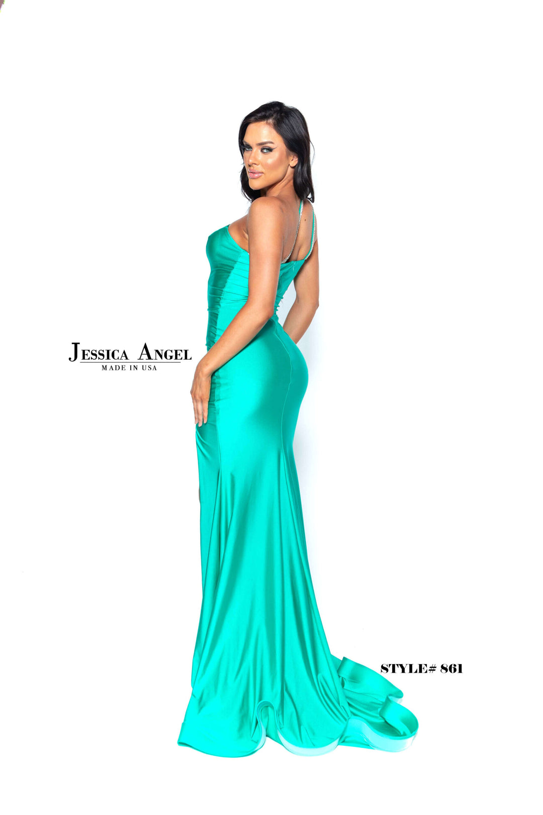 Jessica Angel 861 one shoulder gown back view 2