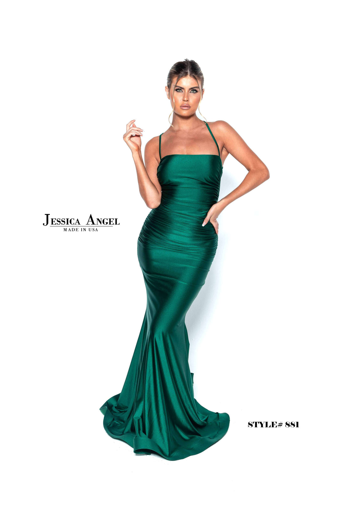 Jessica Angel 881 straight neckline gown front view 3